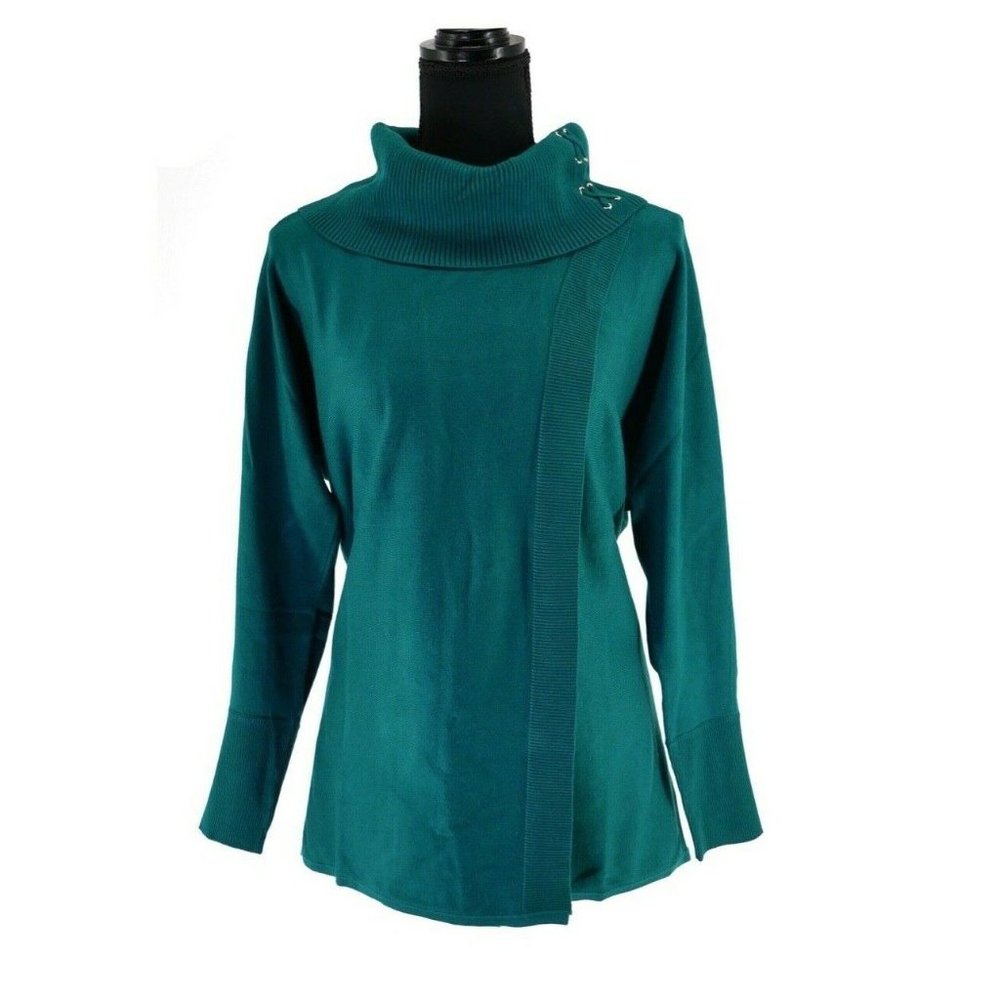 Faux-Wrap Cowl-Neck Sweater JM Collection - Size XS